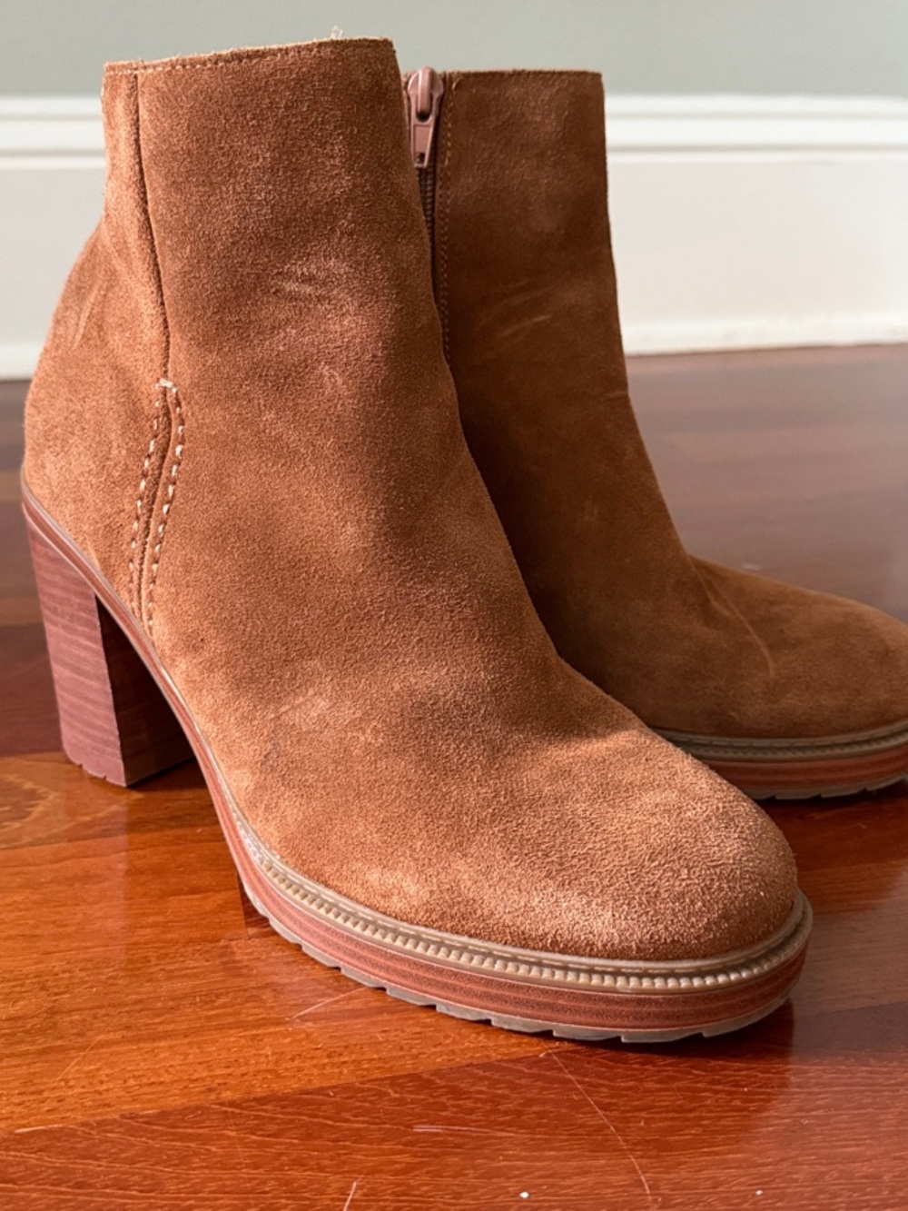 Crown Vintage Suede Ankle Boots in Brown Tan